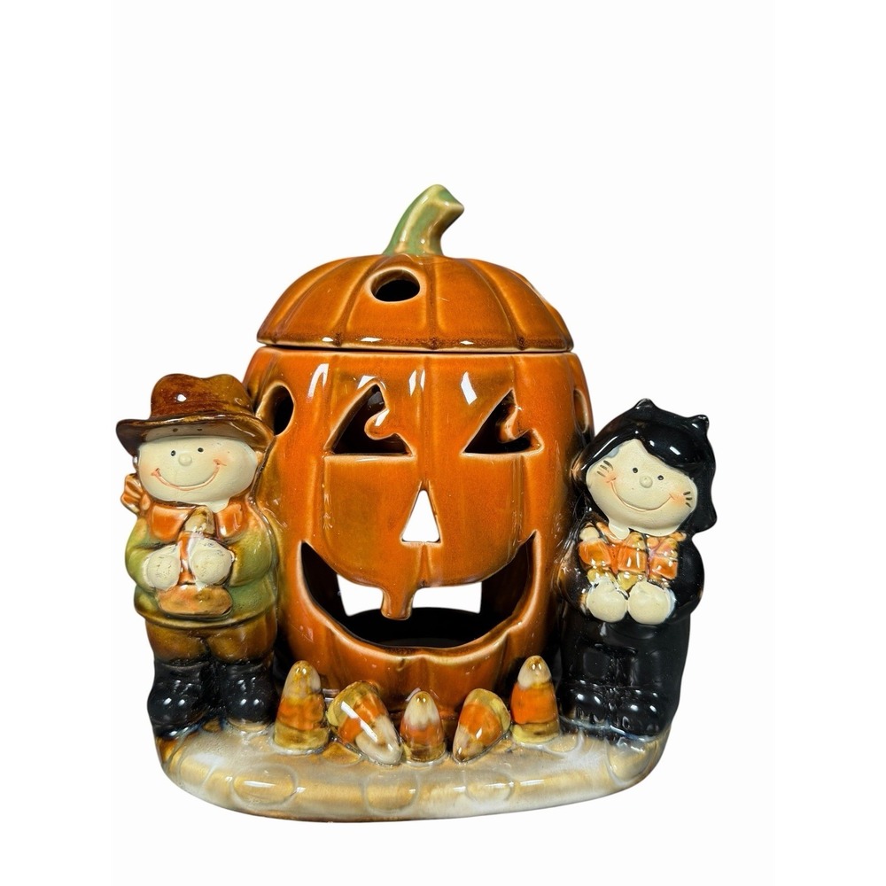 VTG Yankee Candle Halloween Pumpkin Cat Cowboy Costume Jack O Lantern Wax Melt